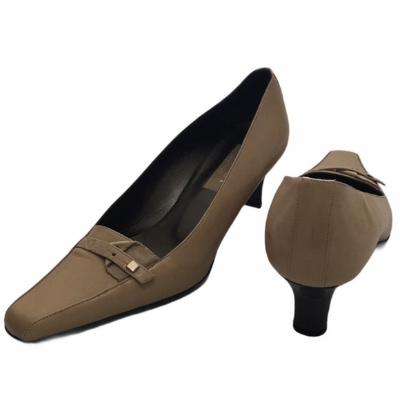 Gucci Beige Stilettos Italy Made Heel Leather Pumps Size 37C - Picture 3 of 11